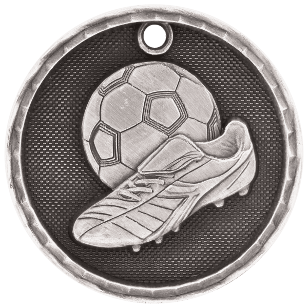 2″ Antique Silver 3D Soccer Medal