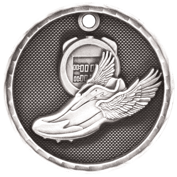 2″ Antique Silver 3D Track Medal