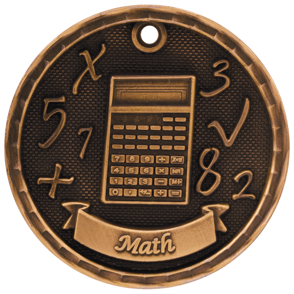 2″ Antique Bronze 3D Math Medal