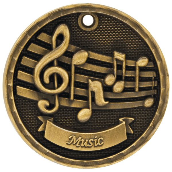 2″ Antique Gold 3D Music Medal