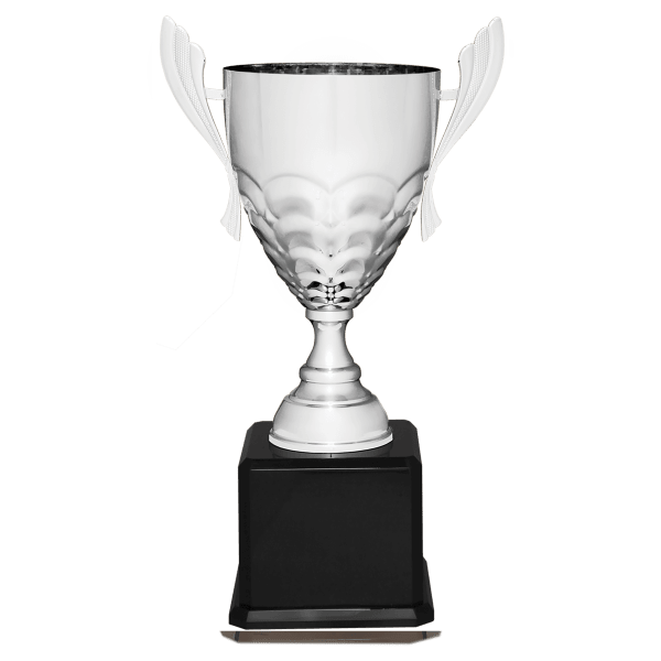 23 1/2″ Silver Completed Metal Cup Trophy on Black Royal Piano Finish Base