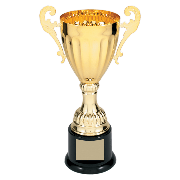 8 3/4″ Gold Completed Metal Cup Trophy on Plastic Base