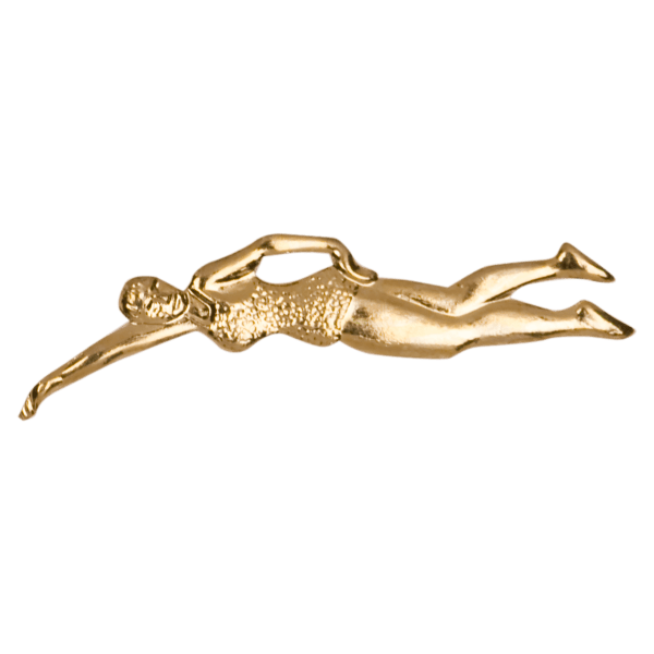 Gold Female Swimmer Metal Chenille Letter Insignia