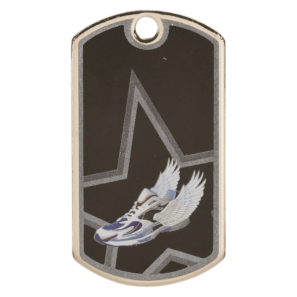 2″ Black/Silver Track Laserable Star Dog Tag
