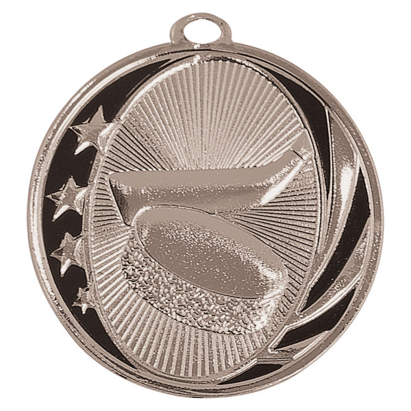 2″ Bright Silver Hockey Laserable MidNite Star Medal