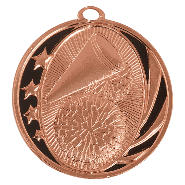 2″ Bright Bronze Cheer Laserable MidNite Star Medal
