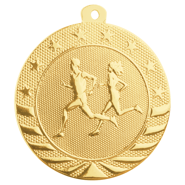 2″ Bright Gold Cross Country Starbrite Medal