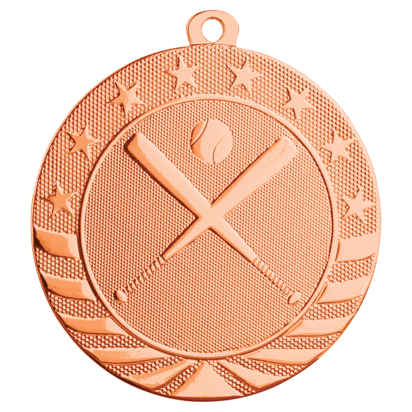 2 3/4″ Bright Bronze Baseball/Softball Starbrite Medal
