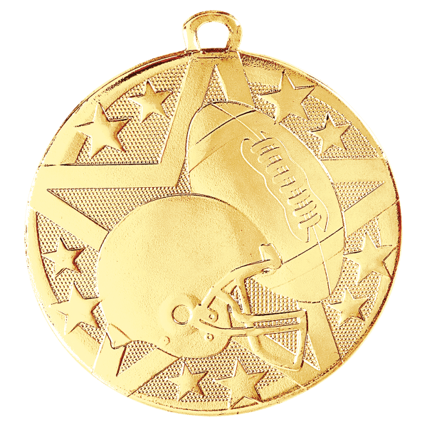 2″ Gold Superstar Football Medal