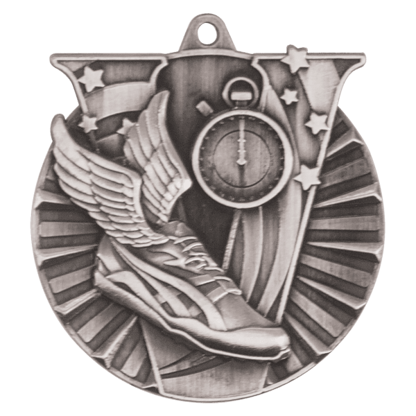2″ Antique Silver Track Victory Medal