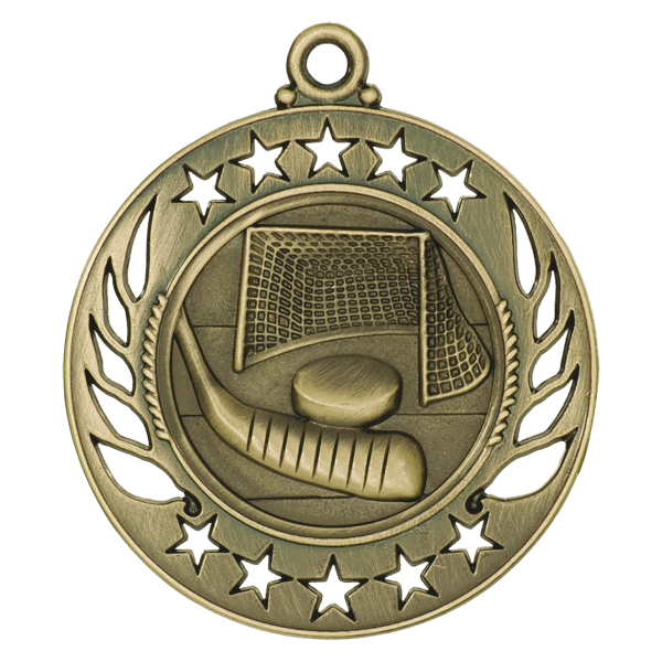 2 1/4″ Antique Gold Hockey Galaxy Medal