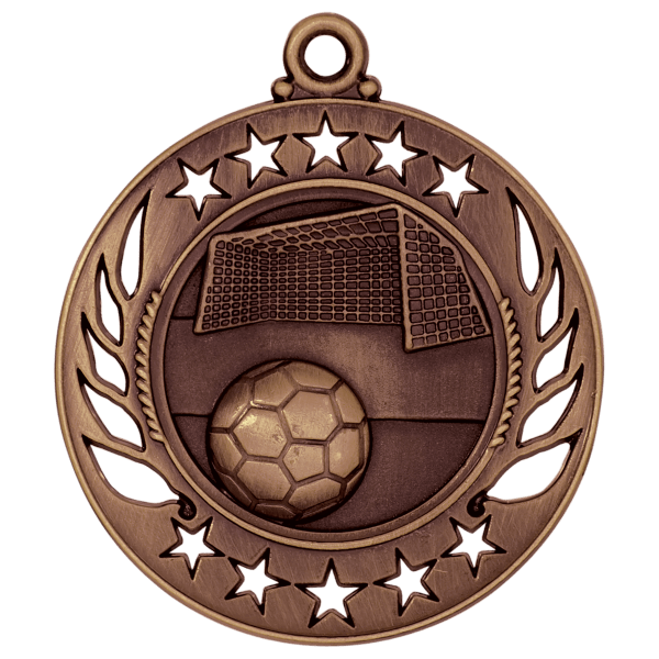 2 1/4″ Antique Bronze Soccer Galaxy Medal