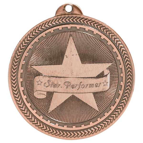 2″ Antique Bronze Star Performer Laserable BriteLazer Medal