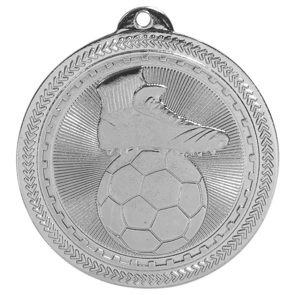 2″ Bright Silver Soccer Laserable BriteLazer Medal