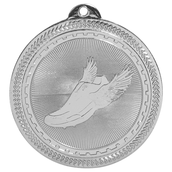 2″ Bright Silver Track Laserable BriteLazer Medal