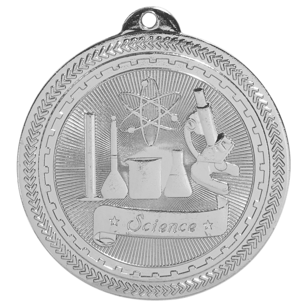 2″ Bright Silver Science Laserable BriteLazer Medal