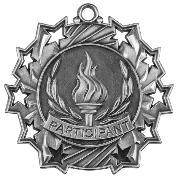 2 1/4″ Antique Silver Participant Ten Star Medal