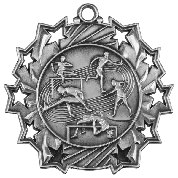 2 1/4″ Antique Silver Track & Field Ten Star Medal