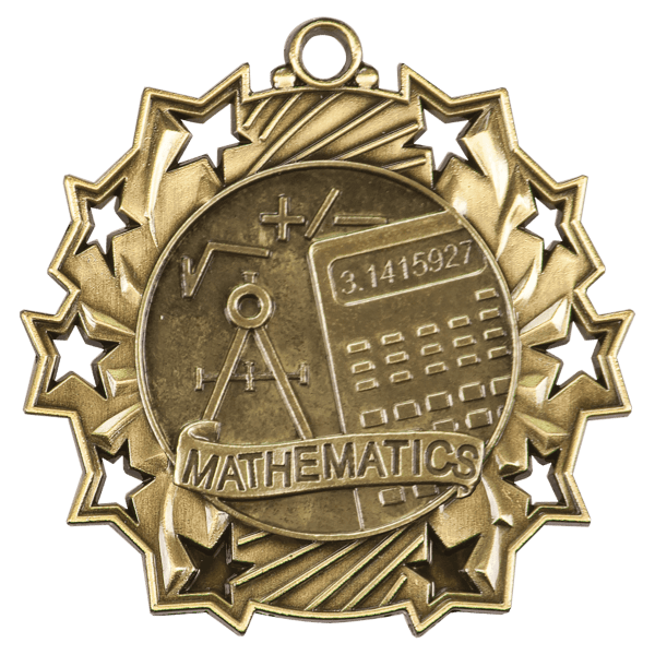 2 1/4″ Antique Gold Math Ten Star Medal