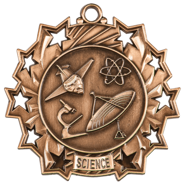 2 1/4″ Antique Bronze Science Ten Star Medal