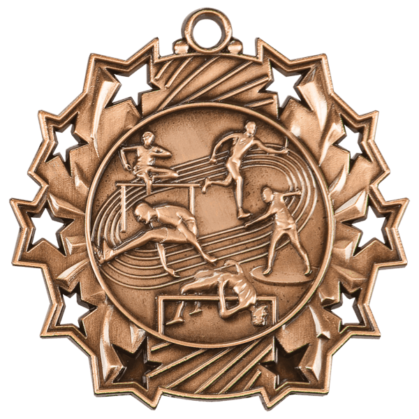 2 1/4″ Antique Bronze Track & Field Ten Star Medal