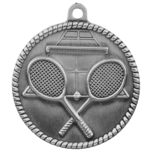 2″ Antique Silver Tennis High Relief Medal