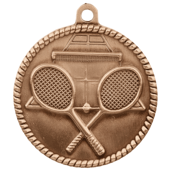 2″ Antique Bronze Tennis High Relief Medal