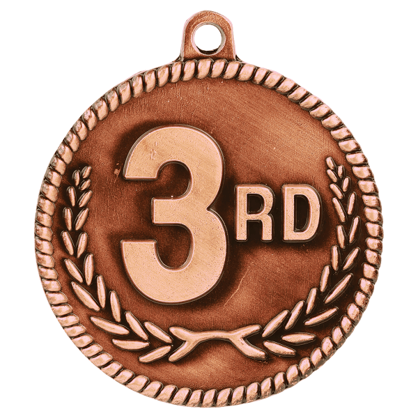 2″ Antique Bronze 3rd Place High Relief Medal