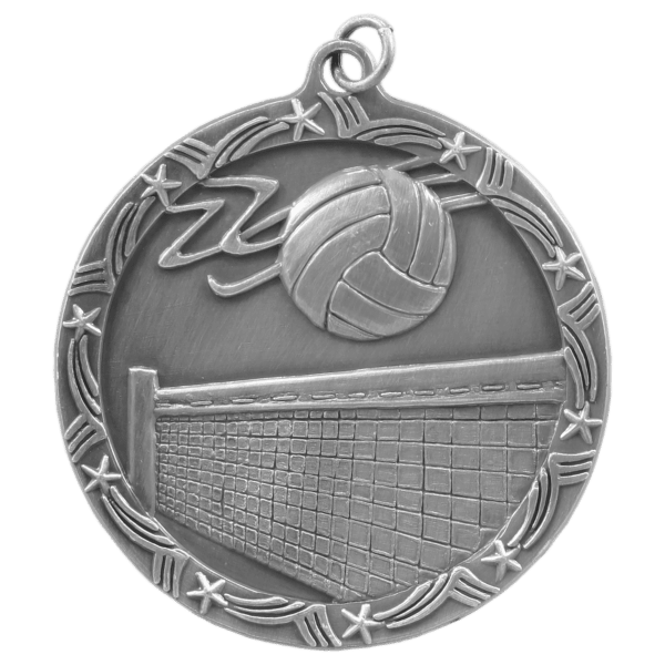 2 1/2″ Antique Silver Volleyball Shooting Star Medal