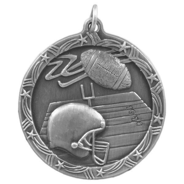 1 3/4″ Antique Silver Football Shooting Star Medal