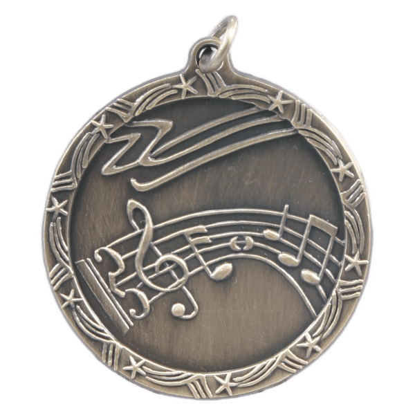 1 3/4″ Antique Gold Music Shooting Star Medal
