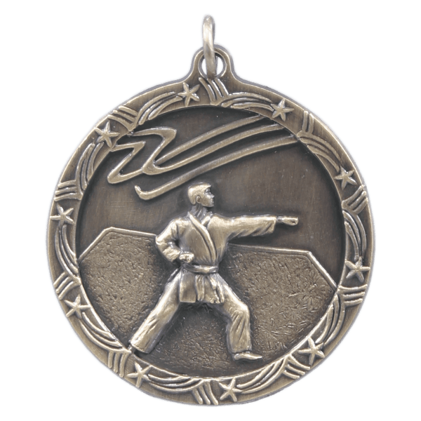 1 3/4″ Antique Gold Martial Arts Shooting Star Medal