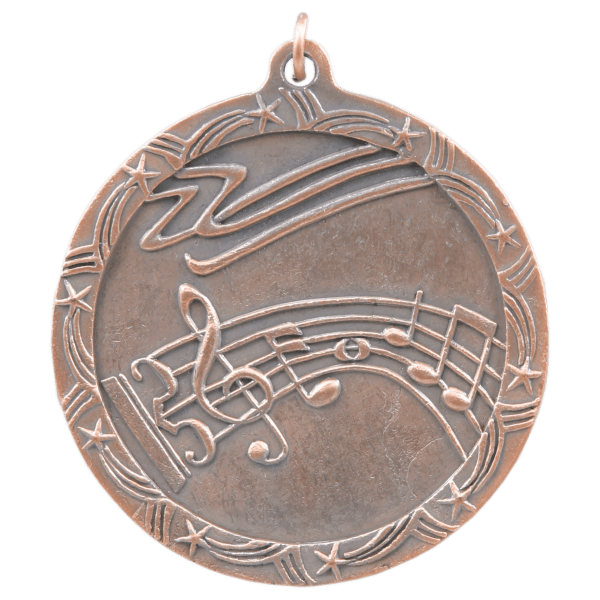 2 1/2″ Antique Bronze Music Shooting Star Medal