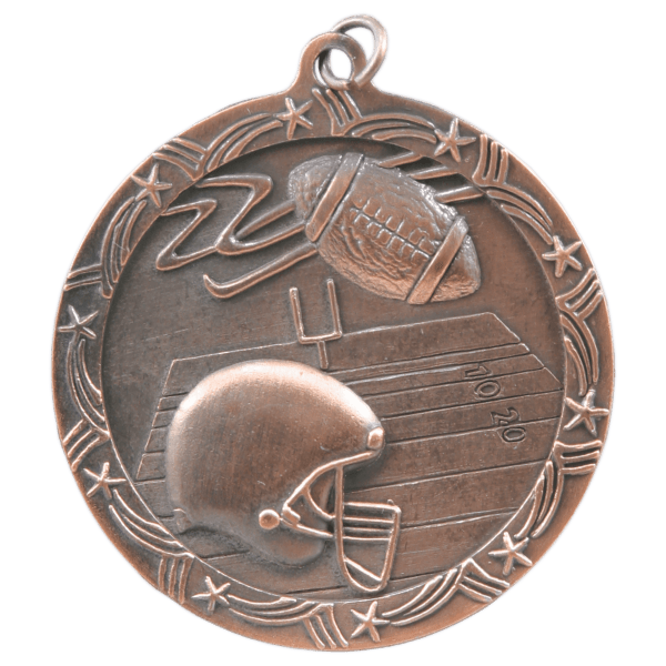 2 1/2″ Antique Bronze Football Shooting Star Medal