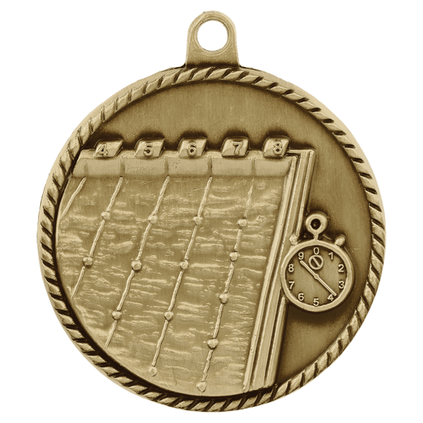 2″ Antique Gold Swimming High Relief Medal