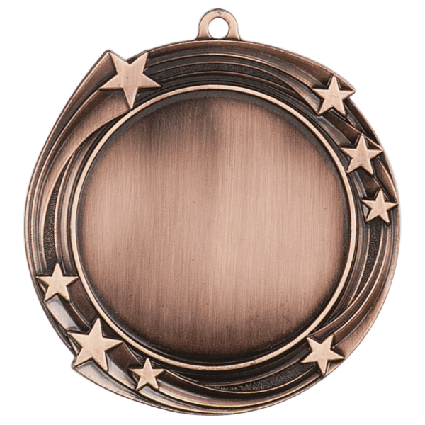 2 3/4″ Antique Bronze Swirling Star 2″ Insert Holder Medal