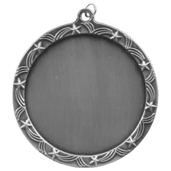 2 1/2″ Antique Silver Stars 2″ Insert Holder Medal
