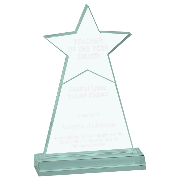 4 3/4″ x 8″ Jade Star Obelisk Acrylic with 5 3/4″ Base