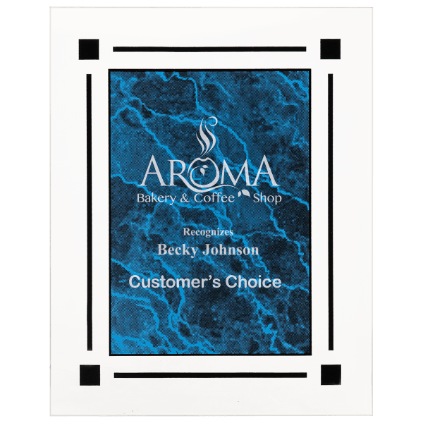 9″ x 11″ Blue Marble Acrylic Clear Plaq