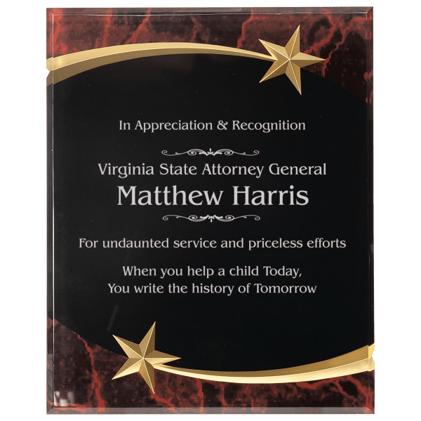 7″ x 9″ Red Marble Shooting Star Acrylic Plaque