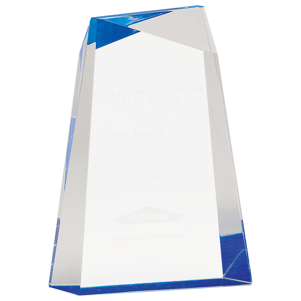 7″ Blue Facet Wedge Acrylic