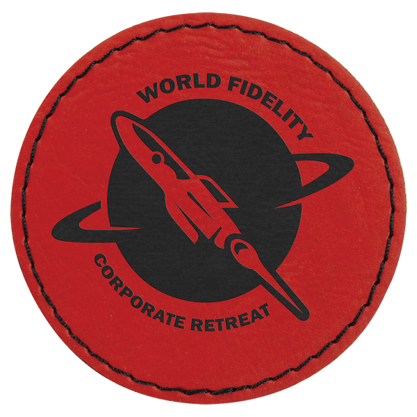 2 1/2″ Red Laserable Leatherette Round Patch with Kota Pro Adhesive