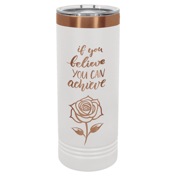 Polar Camel 22 oz. White/Rose Gold Skinny Tumbler