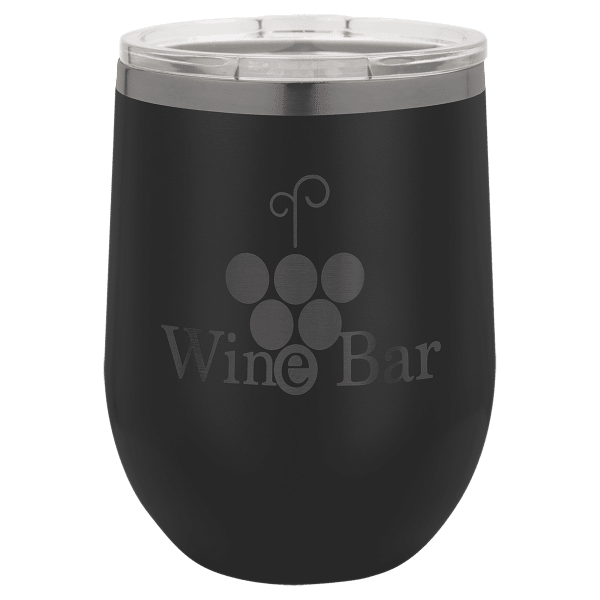 Polar Camel 12 oz. Black/Ghost Black Stemless Wine Tumbler with Standard Lid