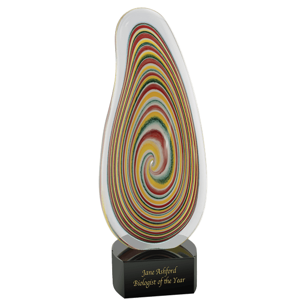 12 1/4″ Multi-Color Flat Swirl Art Glass