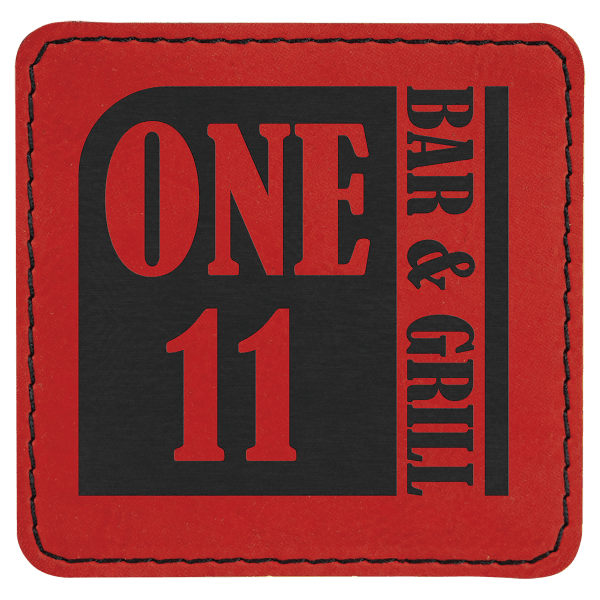 3″ x 3″ Red Laserable Leatherette Square Patch with Kota Pro Adhesive