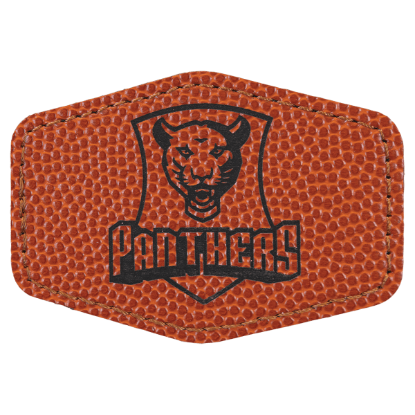 3″ x 2″ Basketball Laserable Leatherette Hex Patch with Kota Pro Adhesive