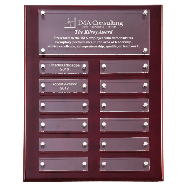 9×12 Rosewood High Gloss Plaque with Acrylic Engraving Plates