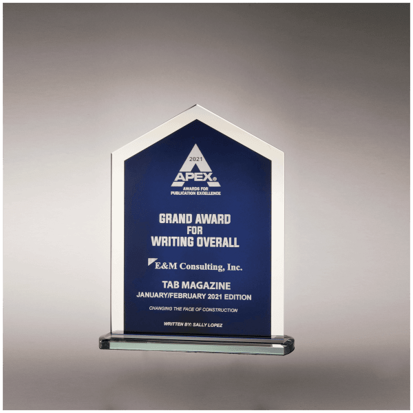 6 1/8″ x 7 3/4″ Pinnacle Series Glass with Blue Silkscreened Center and Silver Mirror Border