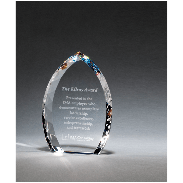 6″ x 8″ x 1 1/8″ (Tapered) Crystal Flame with Jeweled Edge and Prism-Effect